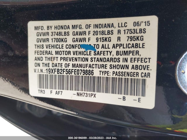 Honda Civic Sedan Lx 2015 19XFB2F56FE079886 Image 9