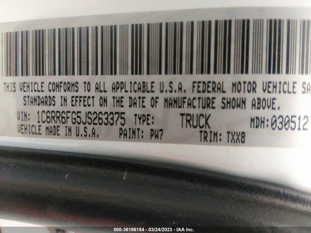 1C6RR6FG5JS263375 RAM 1500 Tradesman