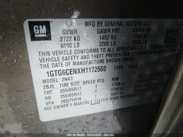 1GTG6CENXH1172660 GMC Canyon 4wd Sle