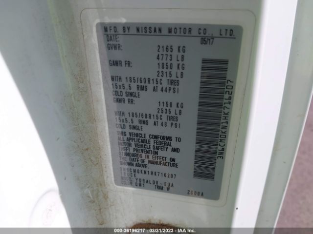 3N6CM0KN1HK716207 Nissan Nv200 Compact Cargo S