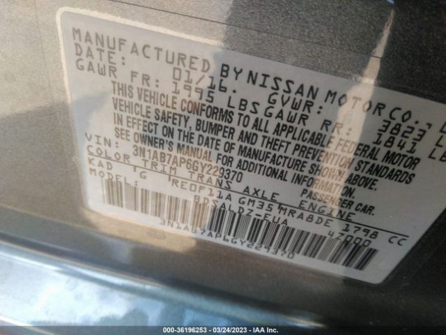 3N1AB7AP6GY229370 Nissan SENTRA SV
