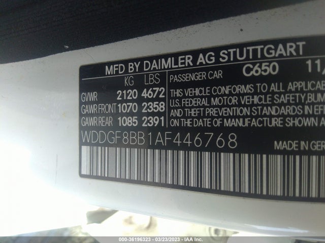 2010 MERCEDES-BENZ C-CLASS C 300 VIN: WDDGF8BB1AF446768