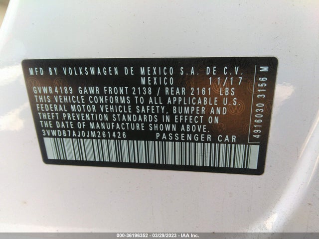 Volkswagen Jetta 1.4t Se 2018 3VWDB7AJ0JM261426 Image 9