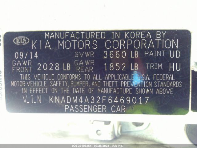 KNADM4A32F6469017 KIA RIO LX