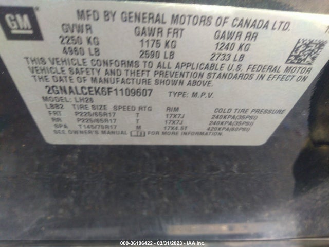Chevrolet EQUINOX LT 2015 2GNALCEK6F1109607 Image 11