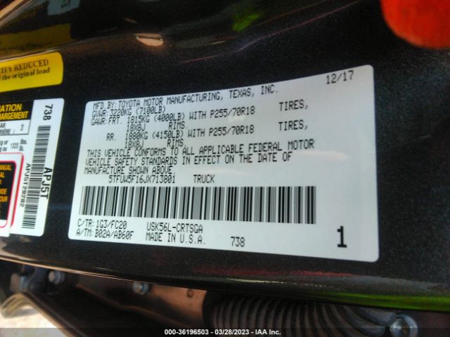 5TFUW5F16JX713801 Toyota Tundra 4wd Sr/sr5/limited