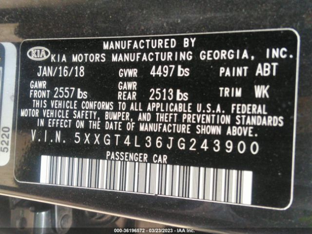 5XXGT4L36JG243900 KIA Optima S