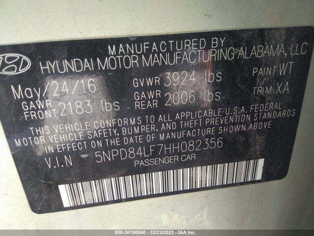 Hyundai ELANTRA SE 2017 5NPD84LF7HH082356 Image 9