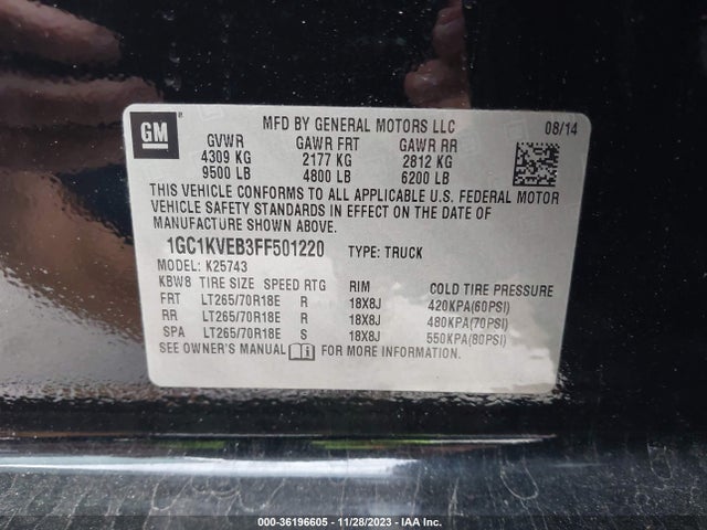 Chevrolet Silverado 2500hd Lt 2015 1GC1KVEB3FF501220 Image 9