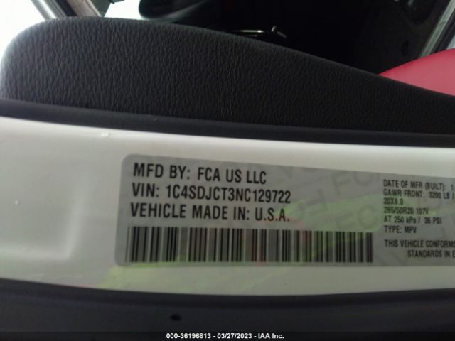 1C4SDJCT3NC129722 Dodge Durango R/t