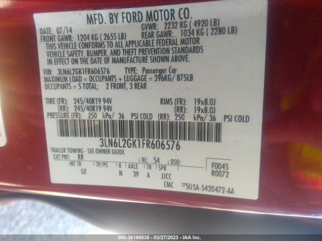 3LN6L2GK1FR606576 Lincoln MKZ