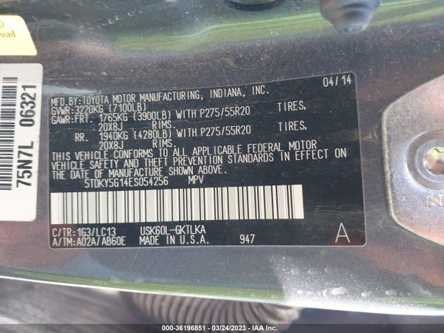 2014 Toyota Sequoia, VIN: 5TDKY5G14ES054256