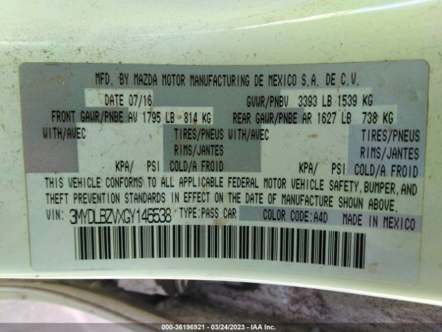 3MYDLBZVXGY146538 Scion IA