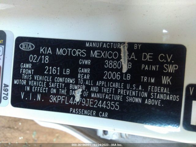 3KPFL4A79JE244355 KIA FORTE LX