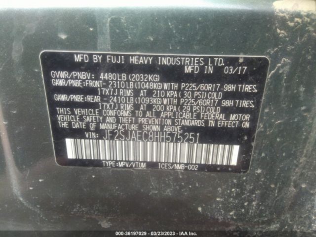 JF2SJAEC8HH575251 Subaru Forester Premium