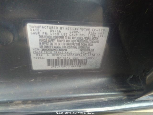 3N1CN7AP0GL887294 Nissan Versa S Plus