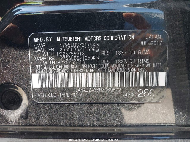 JA4AD2A36HZ069872 Mitsubishi Outlander Es
