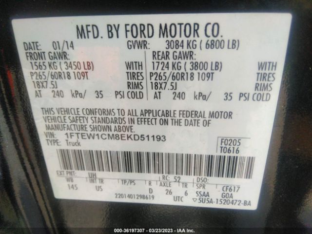 1FTEW1CM8EKD51193 Ford F-150 Xl/stx/xlt
