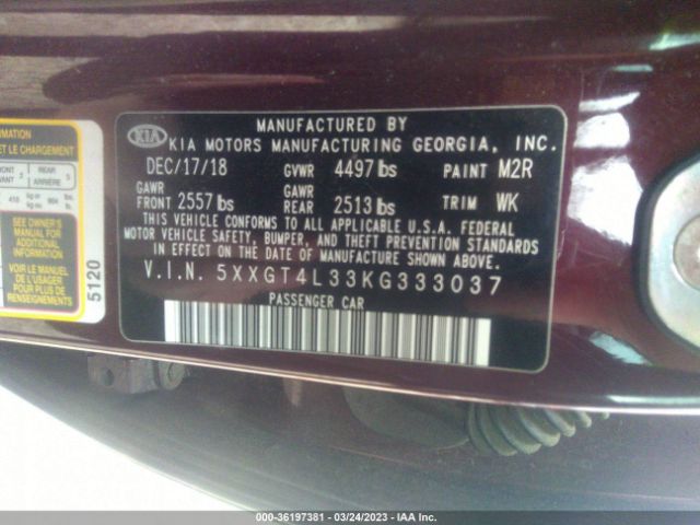 5XXGT4L33KG333037 KIA Optima Lx