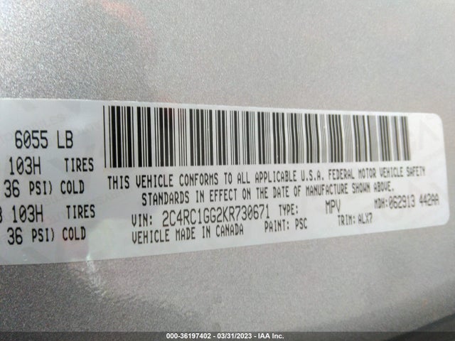 Chrysler Pacifica Limited 2019 2C4RC1GG2KR730671 Image 9