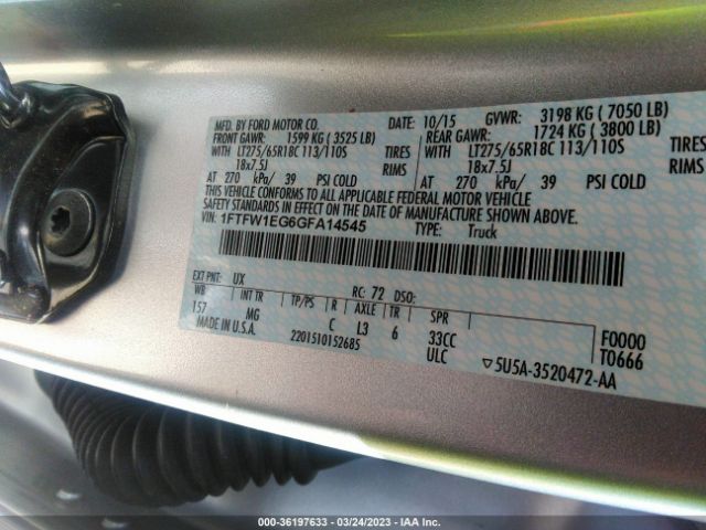 1FTFW1EG6GFA14545 Ford F-150 Xlt/xl/lariat/platinum
