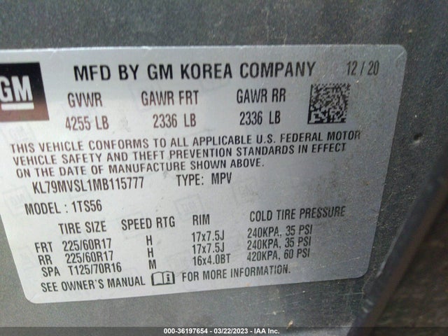 Chevrolet Trailblazer Activ 2021 KL79MVSL1MB115777 Image 9