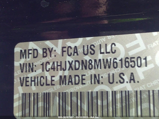 1C4HJXDN8MW616501 Jeep Wrangler Unlimited Sport S