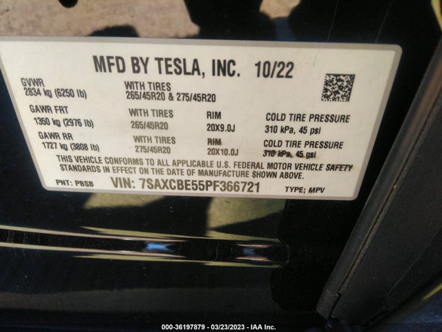2023 Tesla Model X, VIN: 7SAXCBE55PF366721
