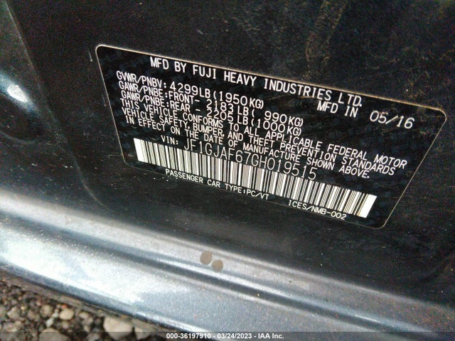 2016 SUBARU IMPREZA SEDAN PREMIUM VIN: JF1GJAF67GH019515