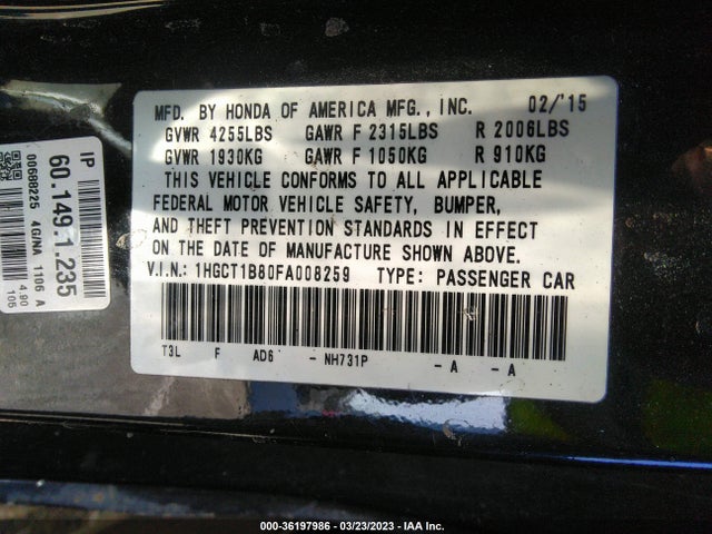 Honda Accord Coupe Ex-l 2015 1HGCT1B80FA008259 Image 11