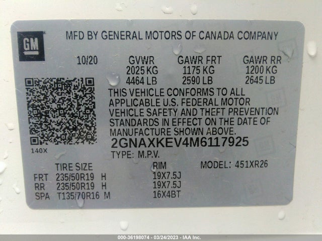 Chevrolet EQUINOX LT 2021 2GNAXKEV4M6117925 Image 9
