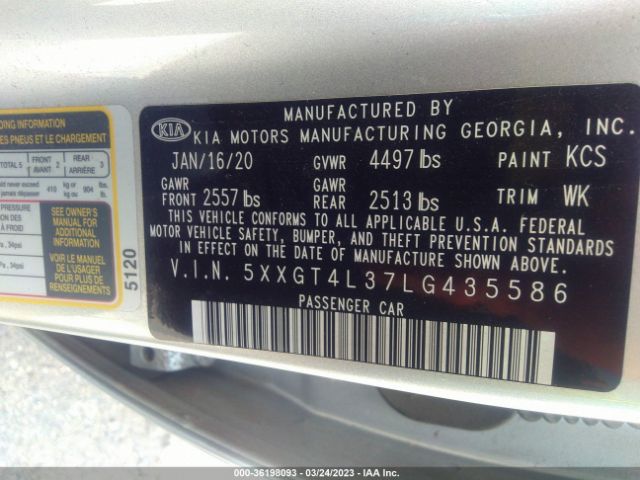 5XXGT4L37LG435586 KIA Optima Lx
