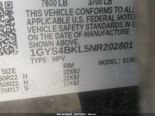 1GYS4BKL5NR202801 Cadillac Escalade Premium Luxury