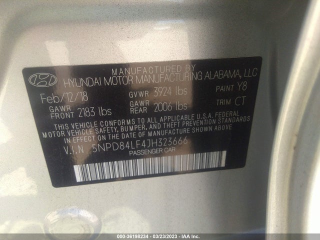 Hyundai Elantra Value Edition 2018 5NPD84LF4JH323666 Image 10