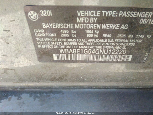 WBA8E1G54GNU12220 BMW 3 Series 320i