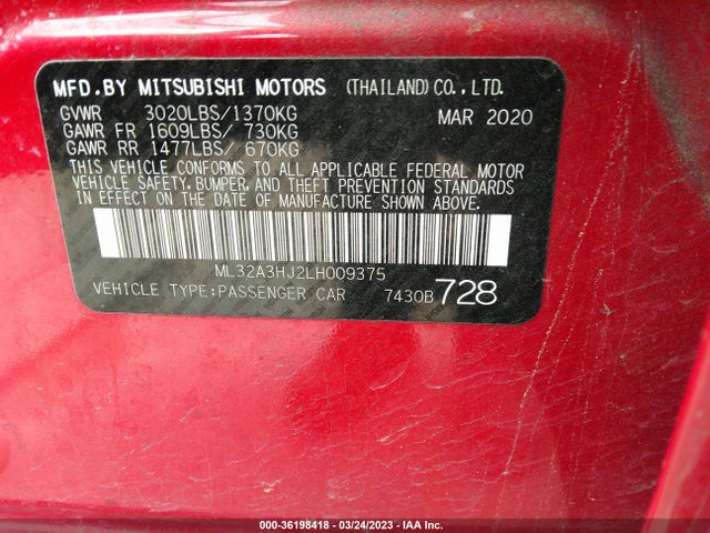 Mitsubishi Mirage Es/se 2020 ML32A3HJ2LH009375 Image 10