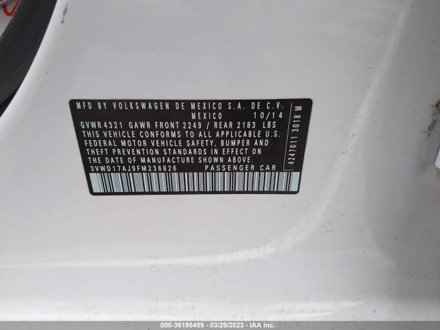3VWD17AJ9FM236826 Volkswagen Jetta Sedan 1.8t Se