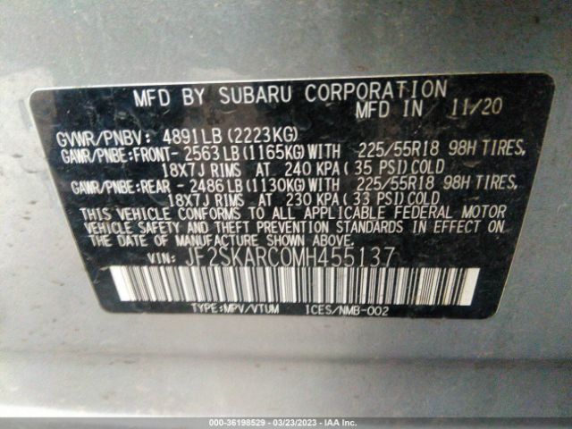 JF2SKARC0MH455137 Subaru Forester Sport