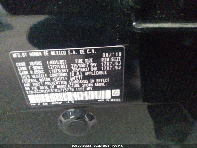 Honda HR-V LX 2019 3CZRU5H37KG715776 Image 9