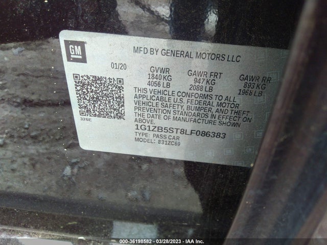 2020 CHEVROLET MALIBU LS VIN: 1G1ZB5ST8LF086383