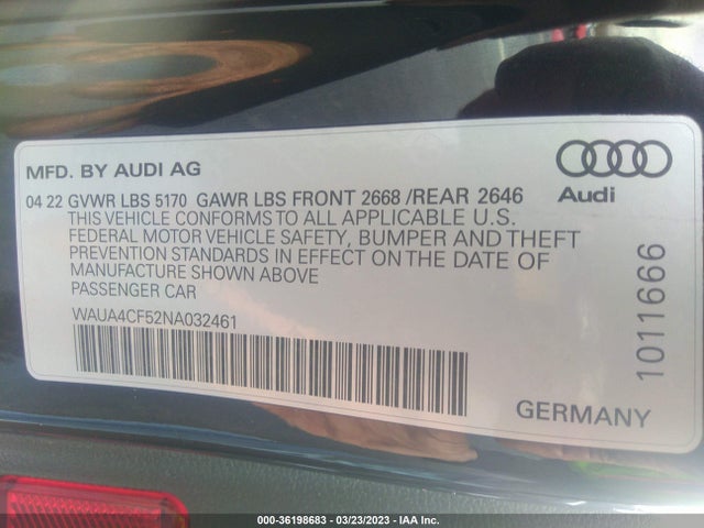 2022 Audi S5, VIN: WAUA4CF52NA032461