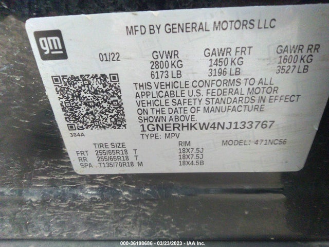 Chevrolet Traverse Lt Leather 2022 1GNERHKW4NJ133767 Image 9