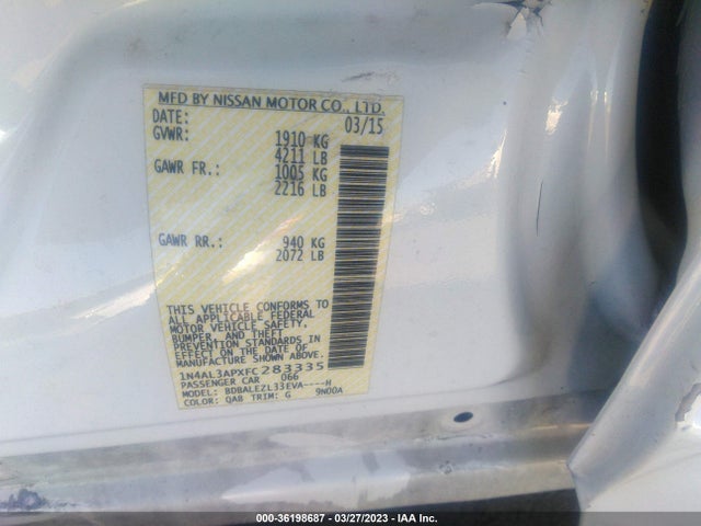2015 NISSAN ALTIMA 2.5 S VIN: 1N4AL3APXFC283335