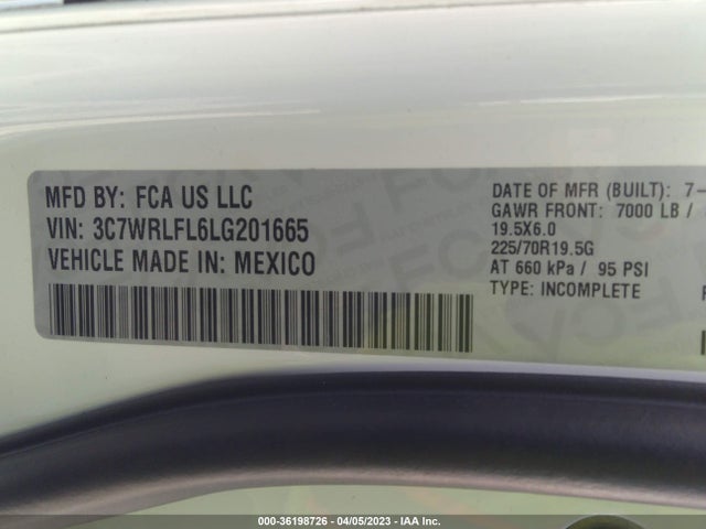 2020 Ram 4500 Chassis, VIN: 3C7WRLFL6LG201665