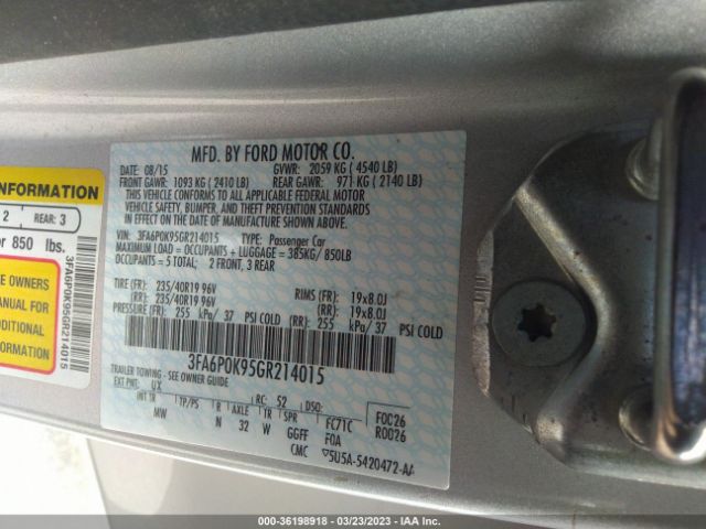3FA6P0K95GR214015 Ford Fusion Titanium