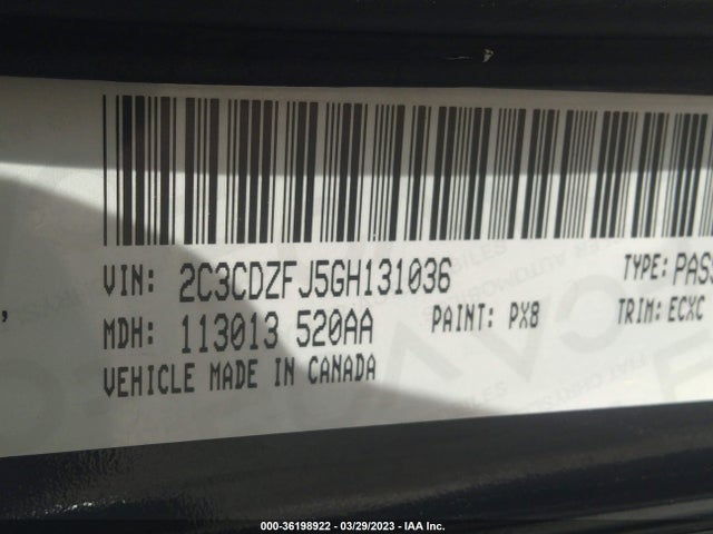 2016 DODGE CHALLENGER R/T SCAT PACK VIN: 2C3CDZFJ5GH131036