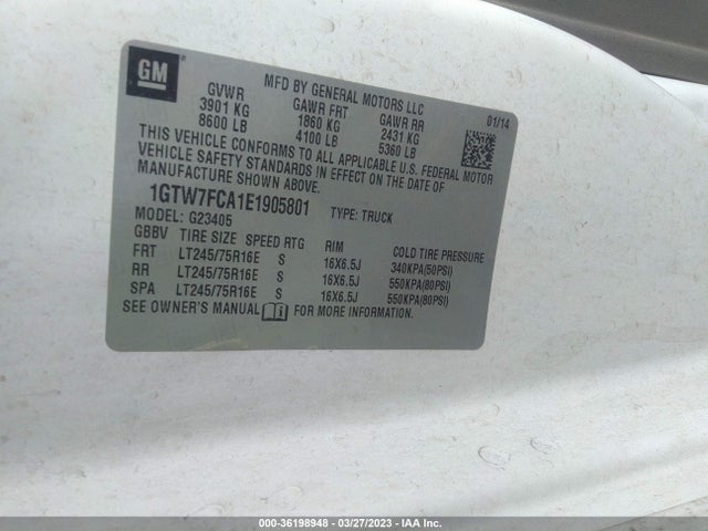 2014 GMC Savana, VIN: 1GTW7FCA1E1905801