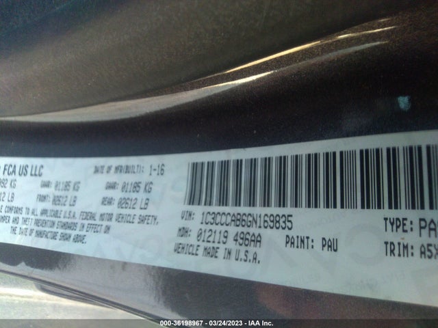 1C3CCCAB6GN169835 Chrysler 200 Limited