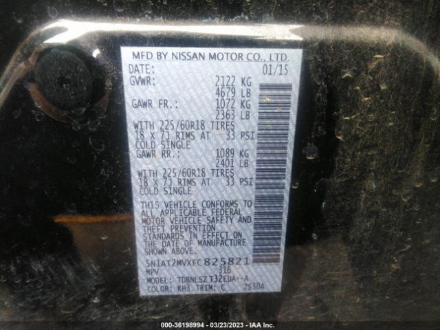 5N1AT2MVXFC825821 Nissan Rogue Sl