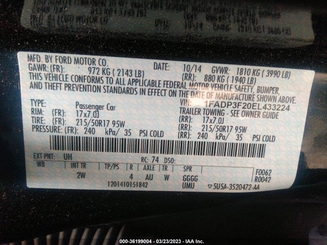 Ford FOCUS SE 2014 1FADP3F20EL433224 Image 10